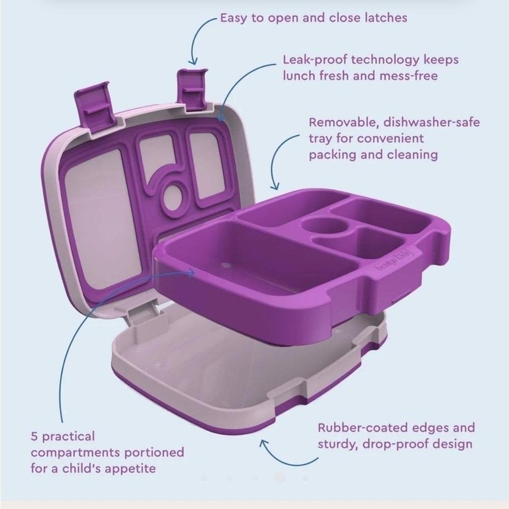 Bentgo Kids Leak-Proof 5-Compartment Bento Lunch Box Purple Ages 3-7